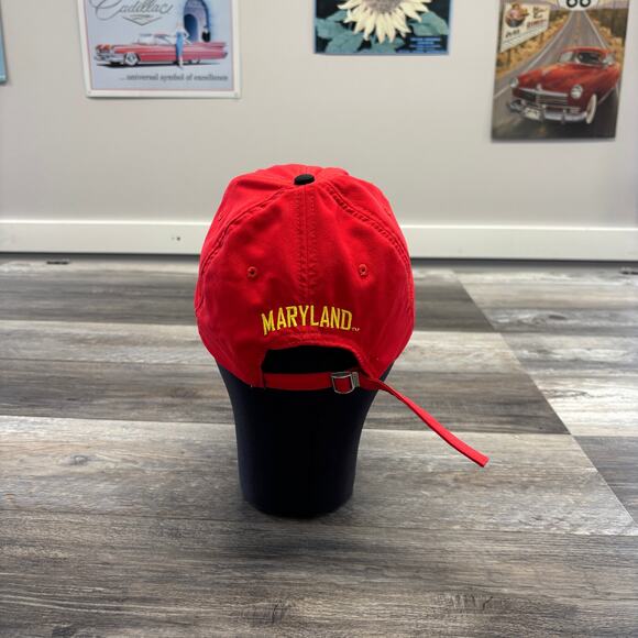 Under Armour Maryland Terrapins OSFA Red Black Mens One Size Strapback Cap Hat - Picture 3 of 9